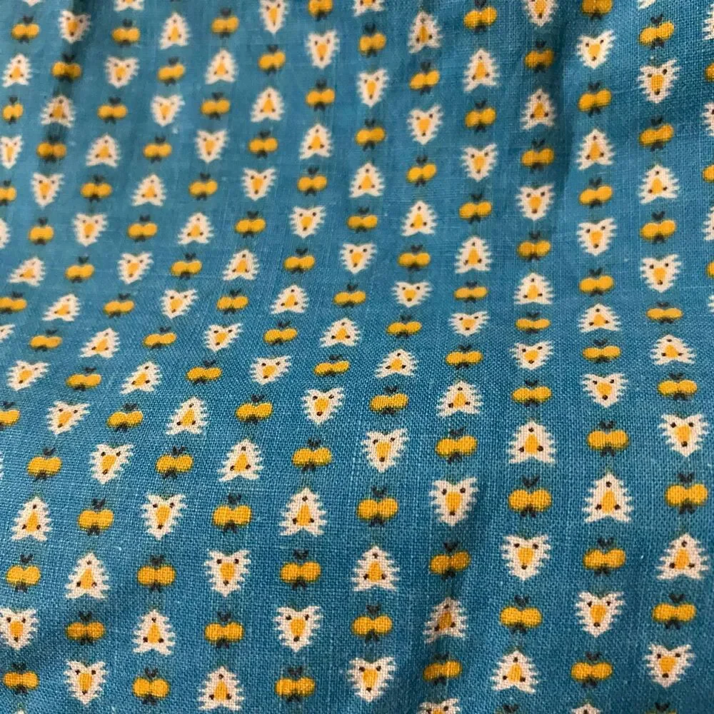 #5739 Womens Handmade Blue and Yellow Half Apron with Pockets